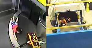 (VIDEO) Mujer pierde a su hijo de vista un minuto y la cinta transportadora del aeropuerto se lo lleva