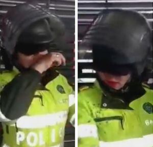 VIDEO: Patrullera no pudo contener el llanto al ser agredida en manifestaciones