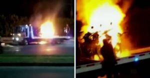 (VIDEO) Dos Hombres prendieron fuego a moto que iba a ser inmovilizada