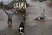“Como un niño”: Hombre celebra caída de lluvia con un “chapuzón” en Illapel