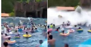 (VIDEO) Piscina de olas se sale de control y provoca un "tsunami"