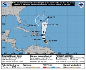 Karen provoca aviso de tormenta tropical para Puerto Rico