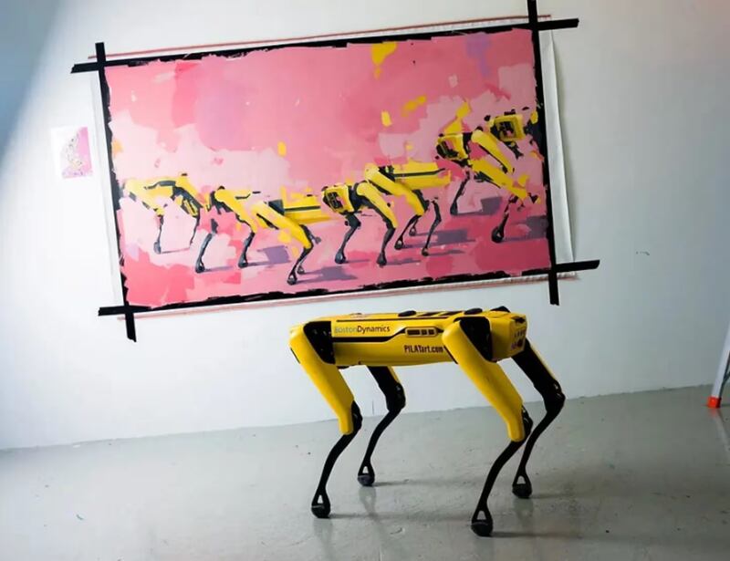 Perros robóticos que pueden pintar cuadros.