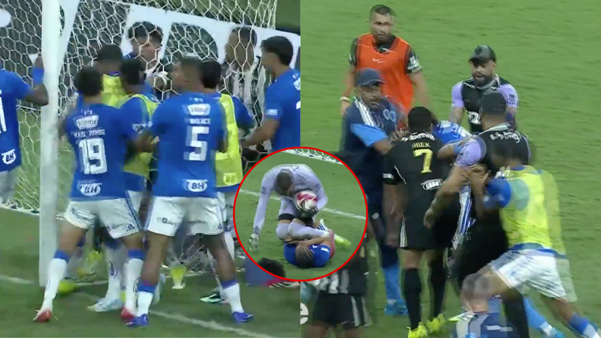 Gigantesca pelea en el fútbol brasileño: Llovieron patadas, puños, se ahorcaron y hasta los árbitros salieron corriendo