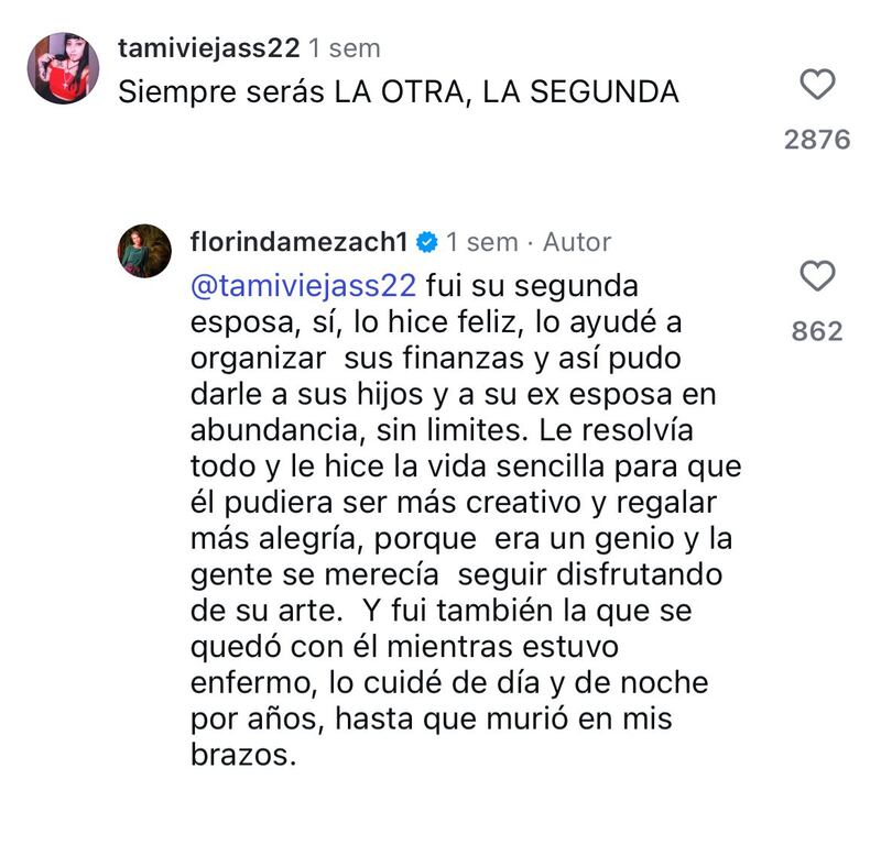 Respuesta de Florinda Meza en Instagram