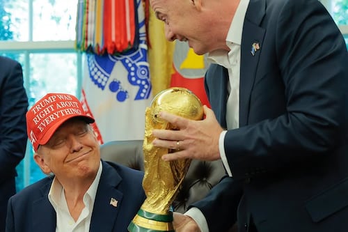 Gianni Infantino compares Donald Trump to Messi and hands him the World Cup
