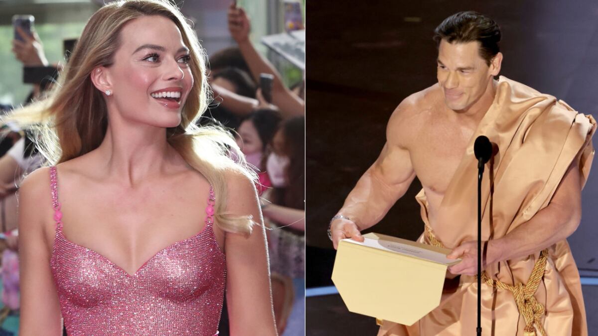 Margot Robbie y Jonh Cena en los Premios Óscar 2024