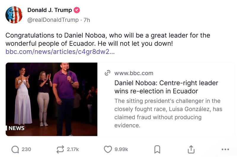 Trump y Noboa