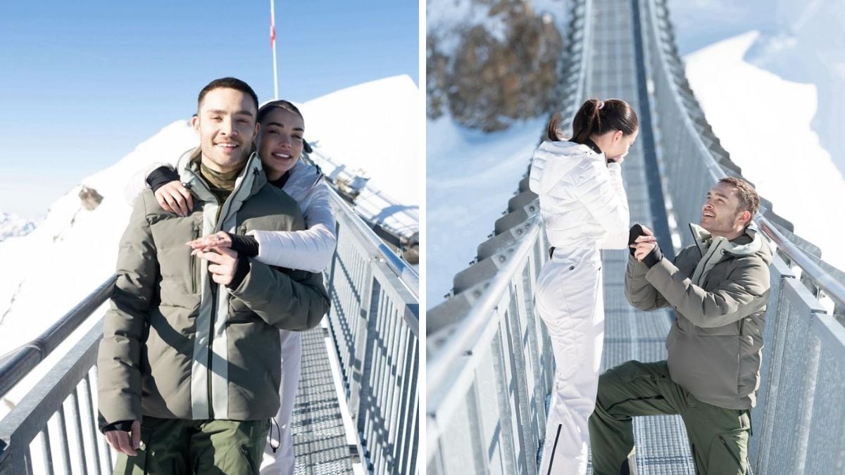 Ed Westwick y Amy Jackson se comprometieron en Suiza.