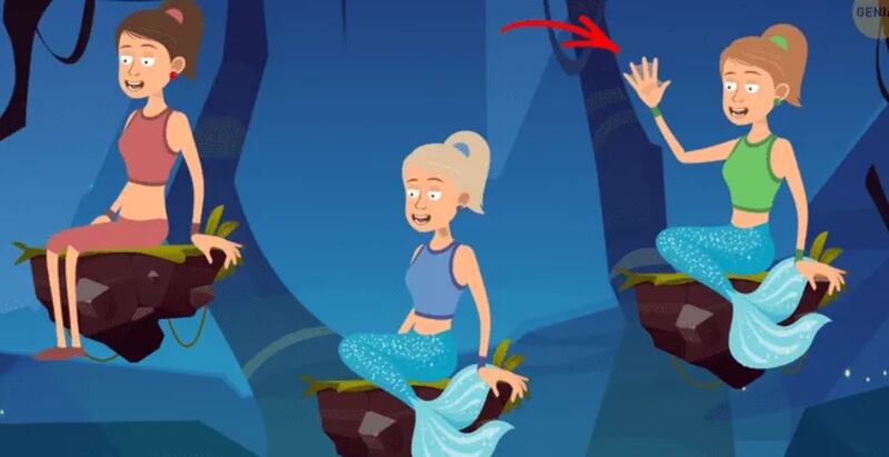 Dos chicas son sirenas.