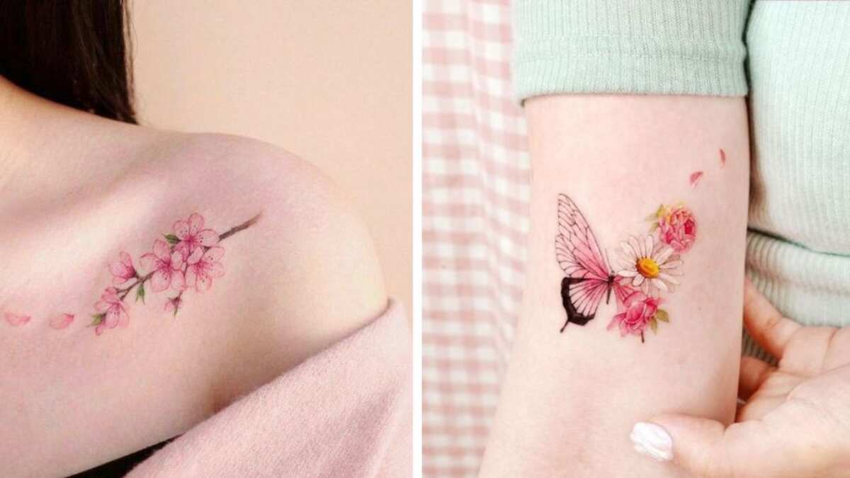 Los tatuajes en tinta rosa son originales y glamurosos