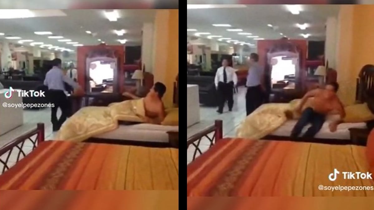 Un individuo se metió a dormir a una cama de un negocio, ante el enojo de los trabajadores.