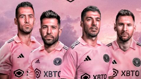 Sergio Busquets, Jordi Alba, Luis Suárez y Lionel Messi con el Inter de Miami