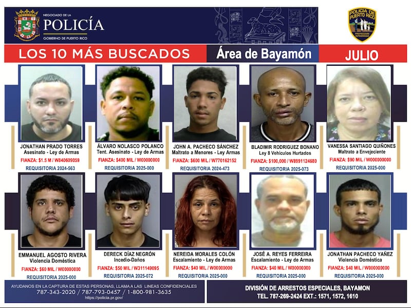 los más buscados del área de Bayamón