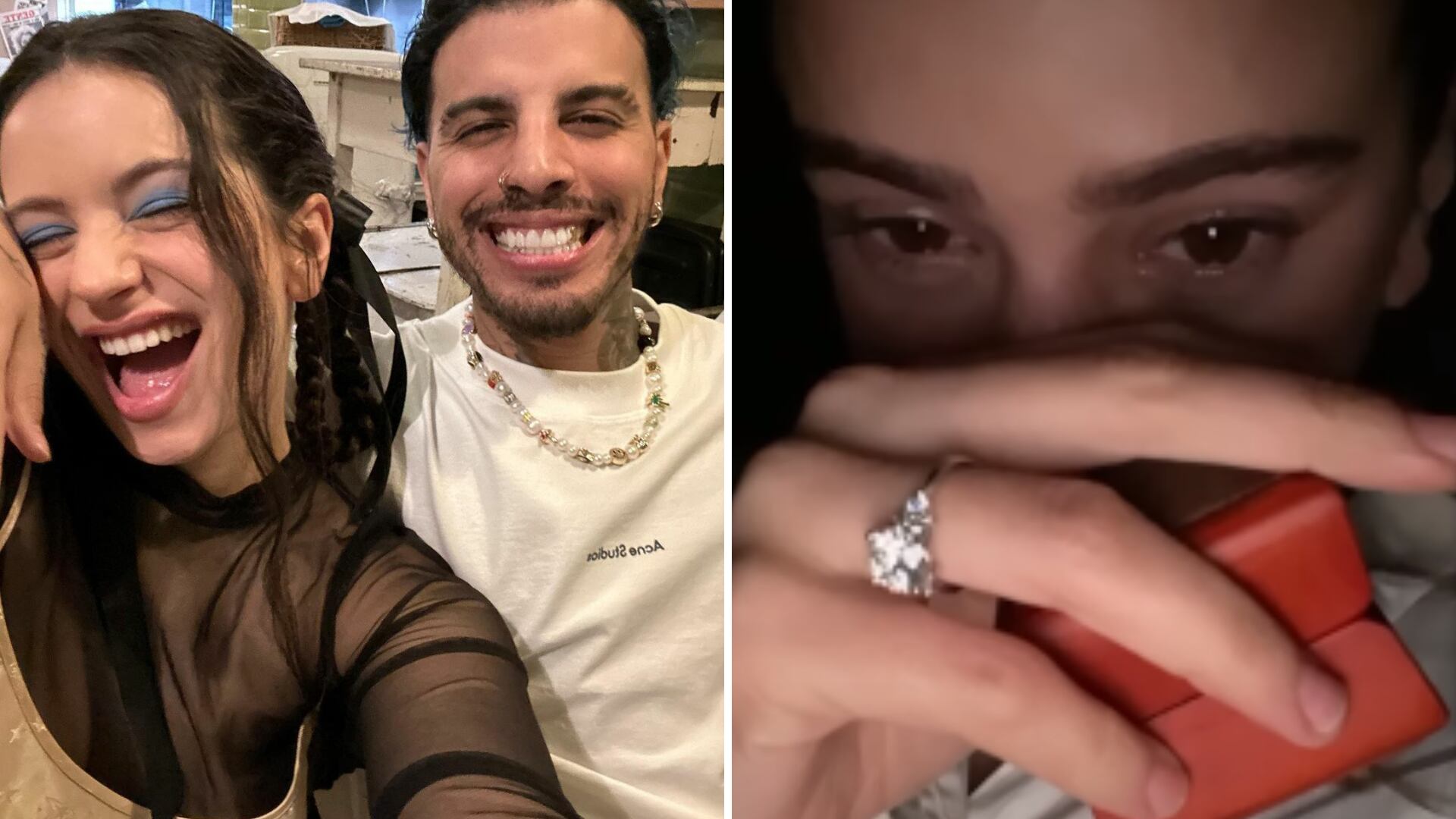 Rosalía posó con un fan y la sortija de compromiso que le dio Rauw Alejandro se llevó el protagonismo.