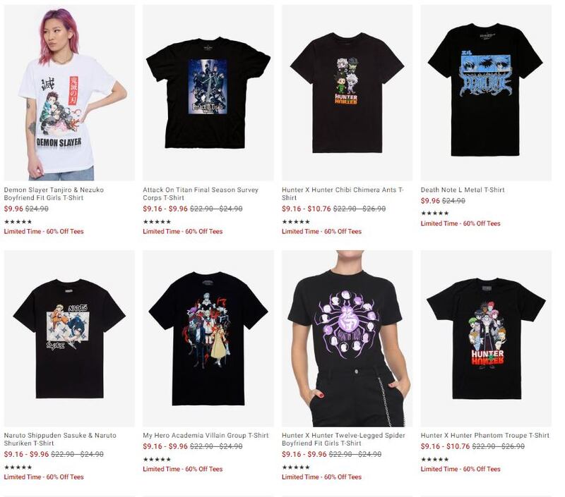 Camisetas en oferta con estampados de animé