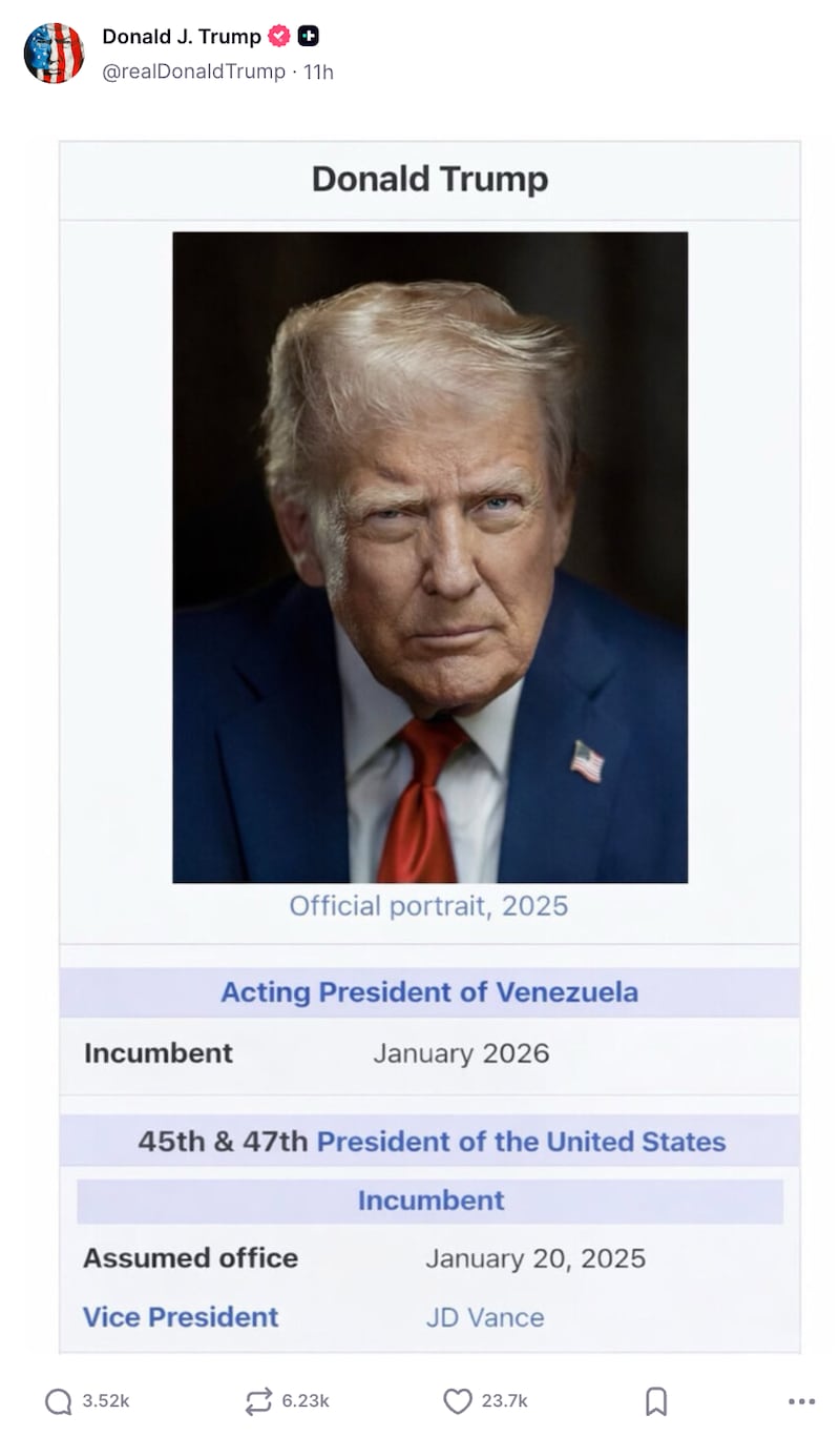 Donald Trump publicó la imagen en su cuenta en Truth Social