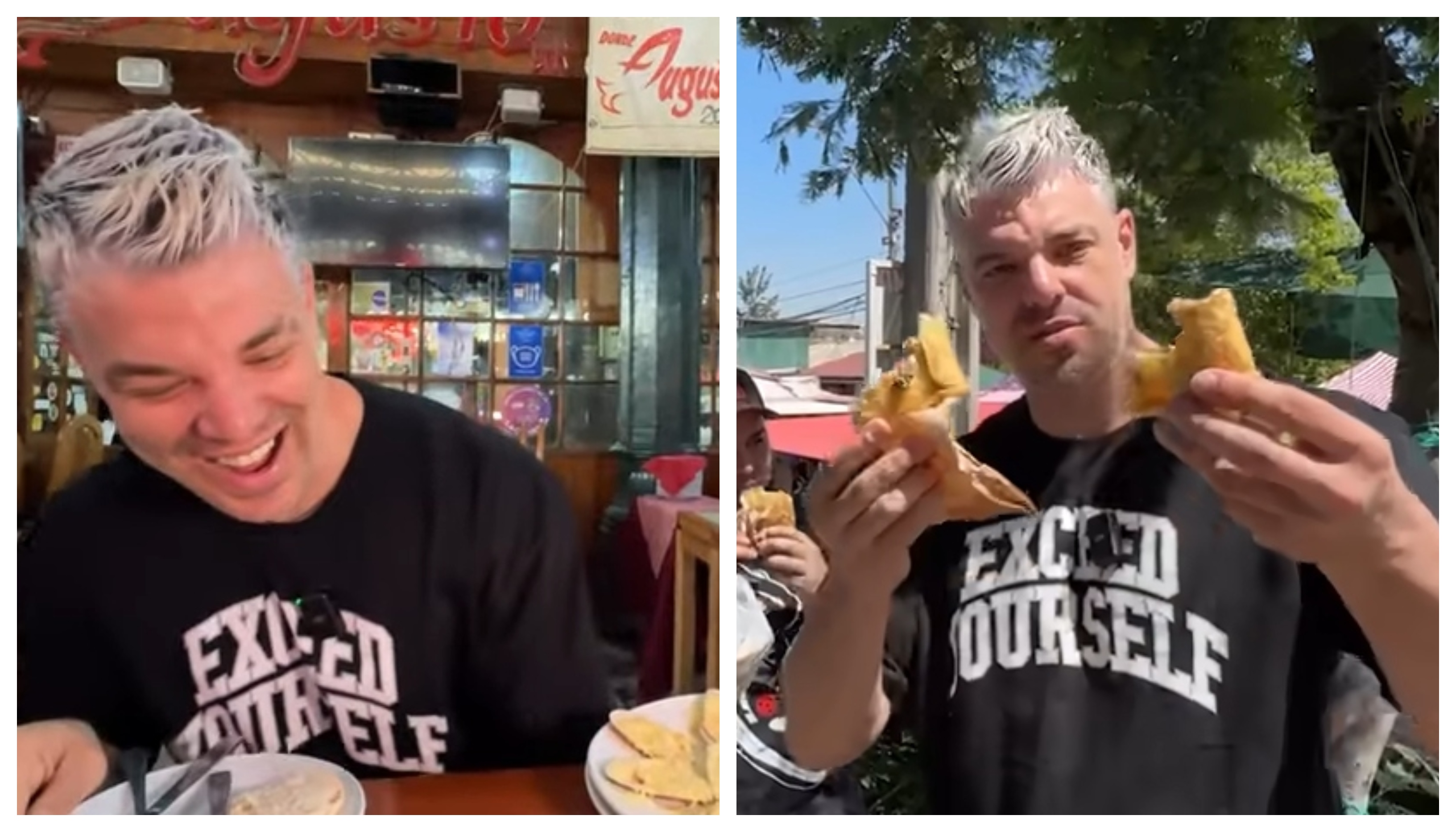 El influencer español alabó las bondades de las preparaciones chilenas en una feria de Puente Alto y el Mercado Central.