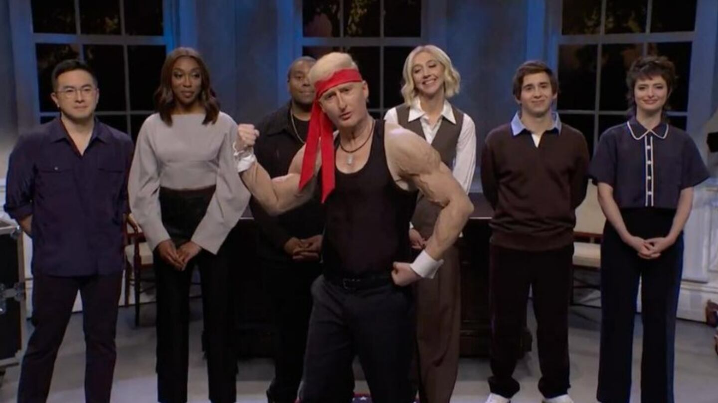 The cast of “Saturday Night Live” resorts to irony and tells Trump “We