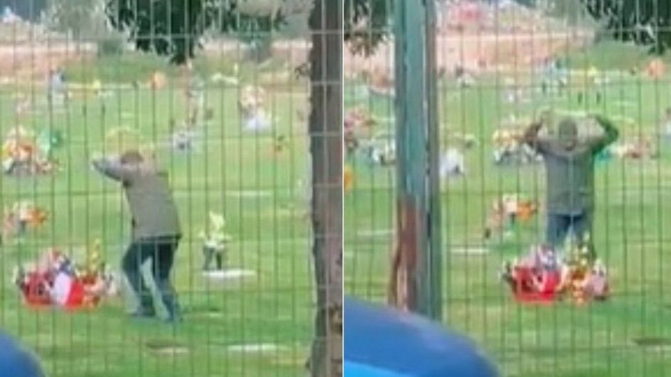 Anciano baila cueca ante la tumba de su esposa