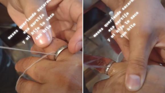 La mujer no imaginó que lograría liberarse de la pieza.