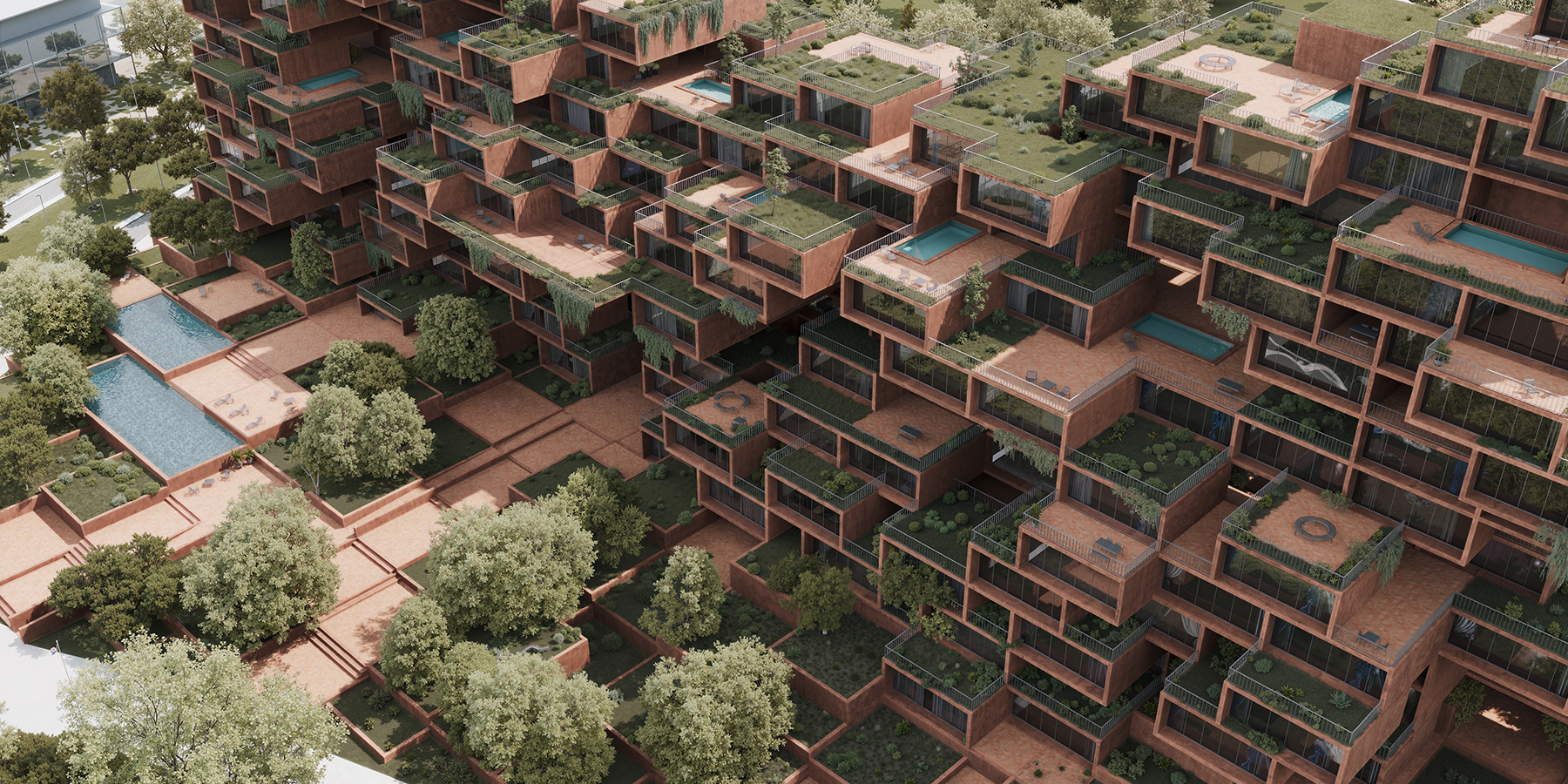 Una propuesta residencial de 14 plantas en Ática, Grecia, extrae su identidad de la noción de la tierra, interpretada en términos formales y materiales. Foto: Georges Batzios Architects.