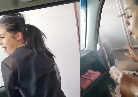 mujer se graba en un lava autos y termina con la puerta destrozada