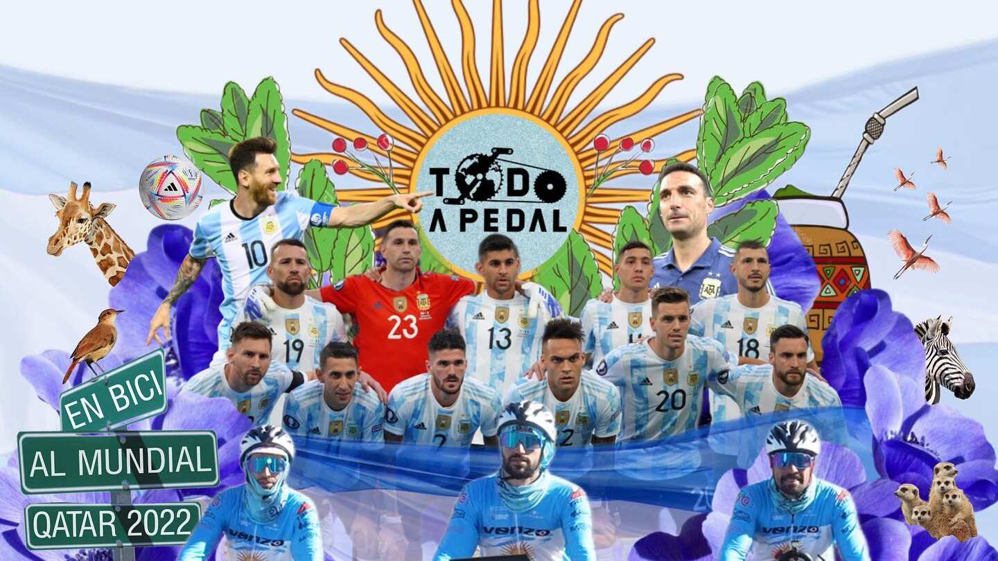 3 argentinos llegaron a Qatar manejando bicicleta