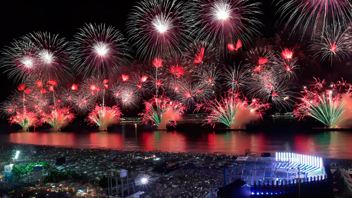 Queima de fogos no tradicional réveillon do Rio de Janeiro