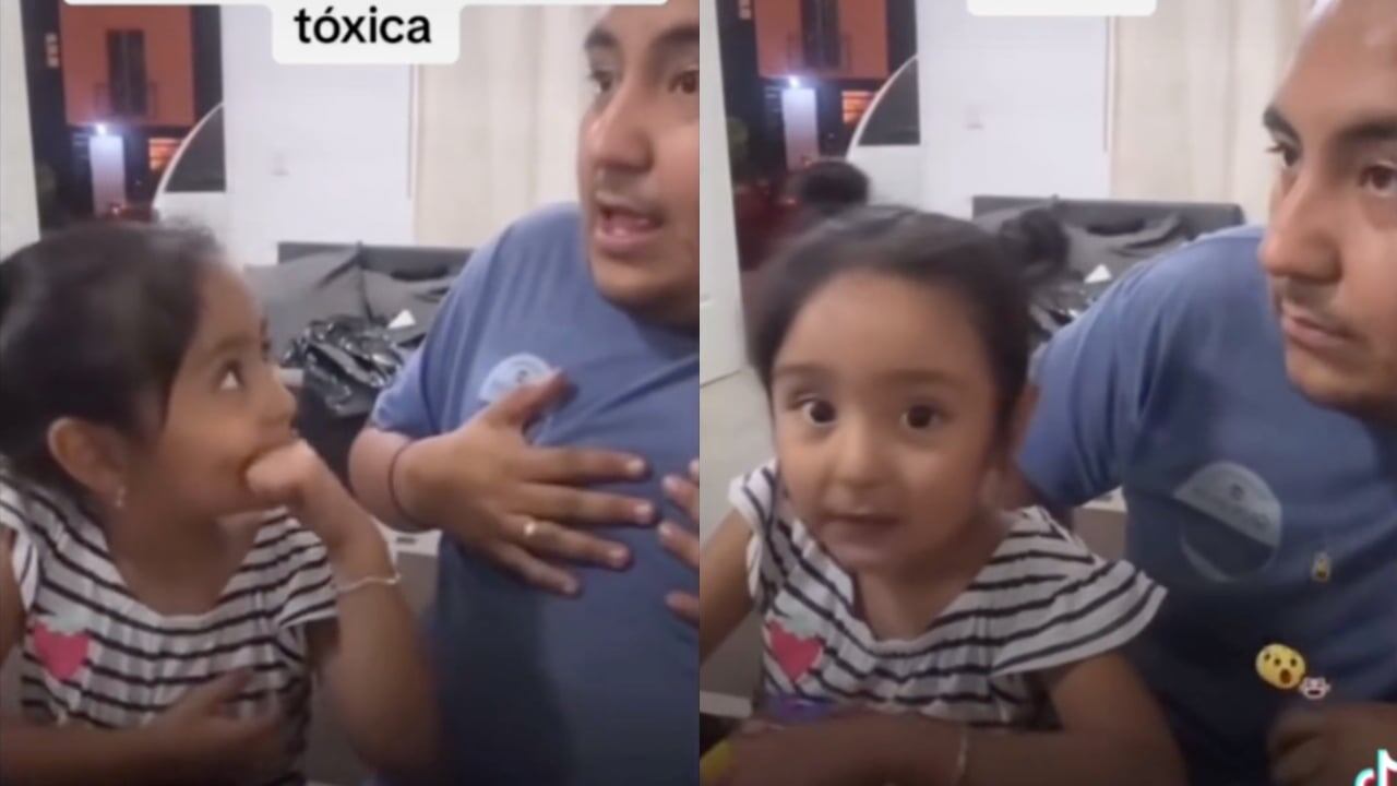 Una pequeña revela supuesta infidelidad de su mamá, mientras juega con su papá en TikTok.