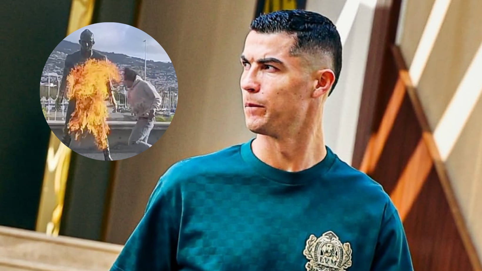Estatua de CR7 fue bandalizada.