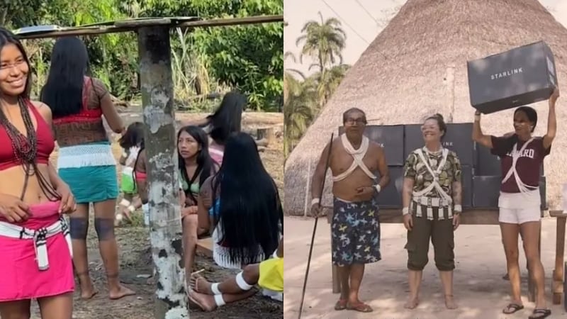 Tribu Marubo y Starlink | Fotos: X (ex Twitter)