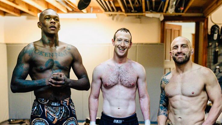 Mark Zuckerberg, Alexander Volkanoski e Israel Adesanya