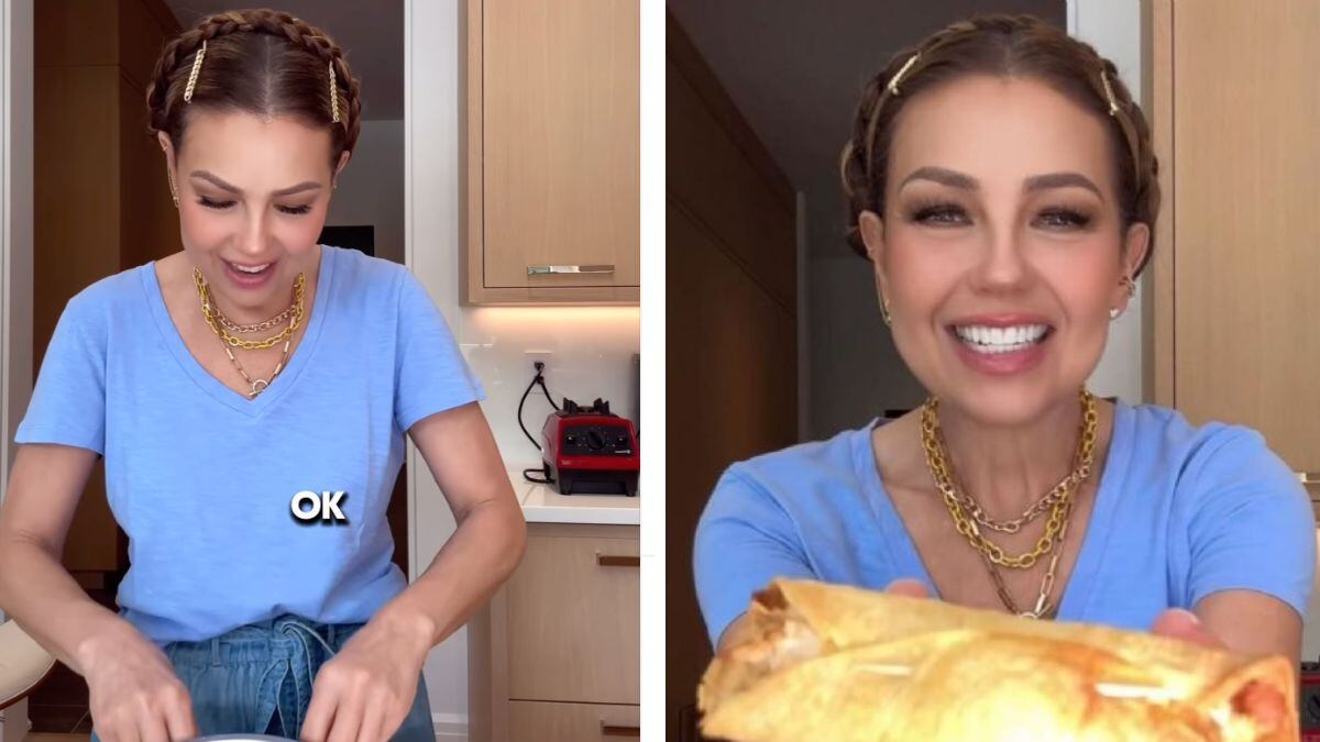 Thalía mostró su receta para hacer flautas de pollo.