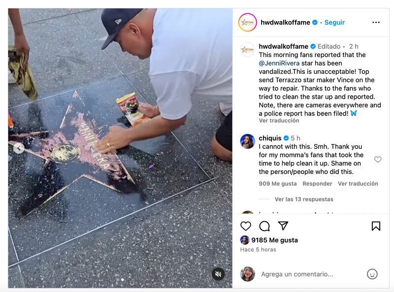 Así quedó la estrella de Jenni Rivera.