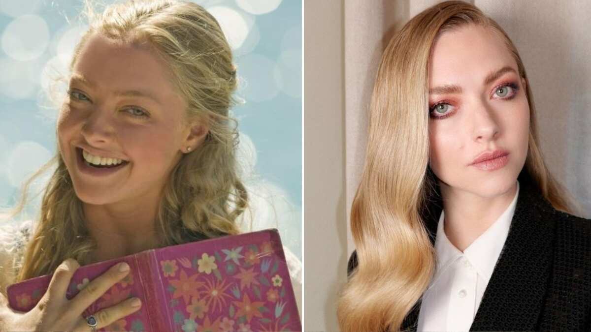 Amanda Seyfried en 'Mamma mia!' y en una de sus fotos más recientes
