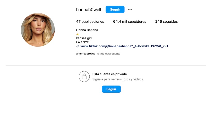 Así luce el Instagram de Hannah Howell.