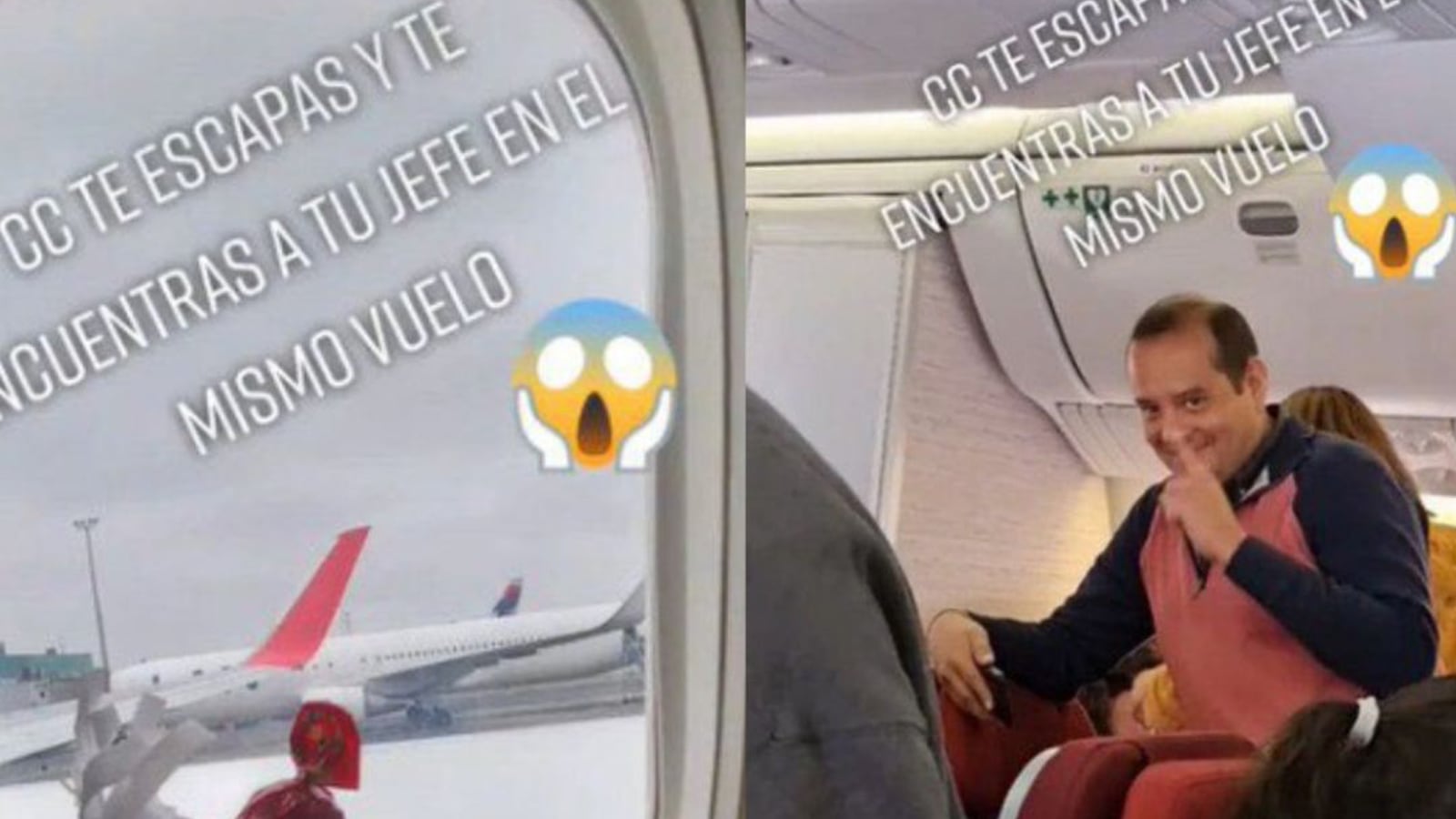 Momento viral: Joven se escapó de su trabajo pero encontró a su jefe en el avión