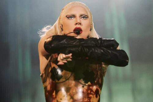 Lady Gaga sends a message in Spanish to her fans during a concert in Mexico