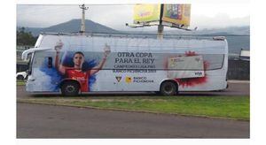 El mensaje escrito en el bus de Liga de Quito si quedaba campeón de la LigaPro