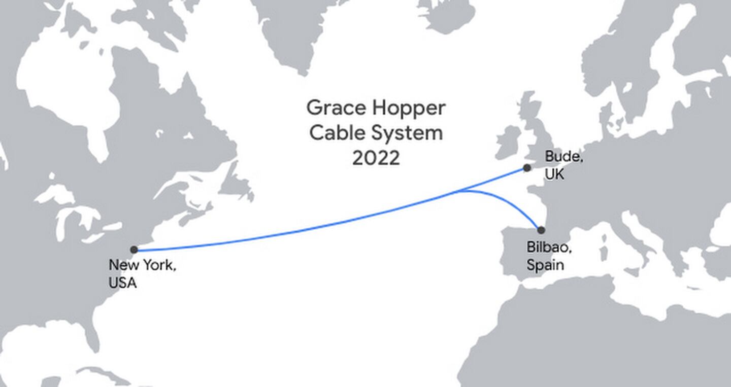 La ruta del cable submarino de Google