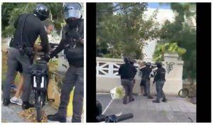 Corre en redes vídeo de agentes municipales arrestando a ciclista