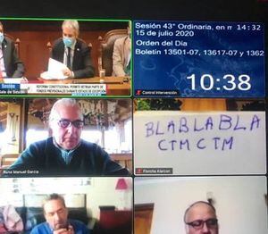 "Bla bla bla c...": piden sanciones para Florcita "Motuda" Alarcón por exhibir cartel mientras Blumel hablaba en la Cámara