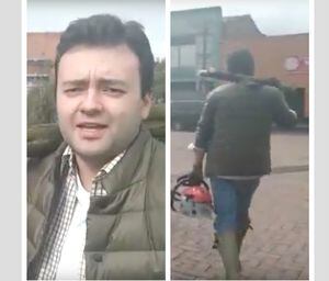 (VIDEO) La curiosa respuesta de hombre captado en Bogotá cargando una motosierra y un tronco