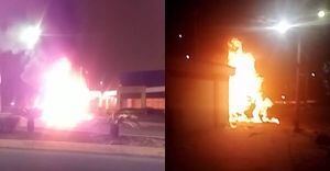 Machala: Vehículo se incendió tras accidente de tránsito en el redondel del Monumento al Bananero